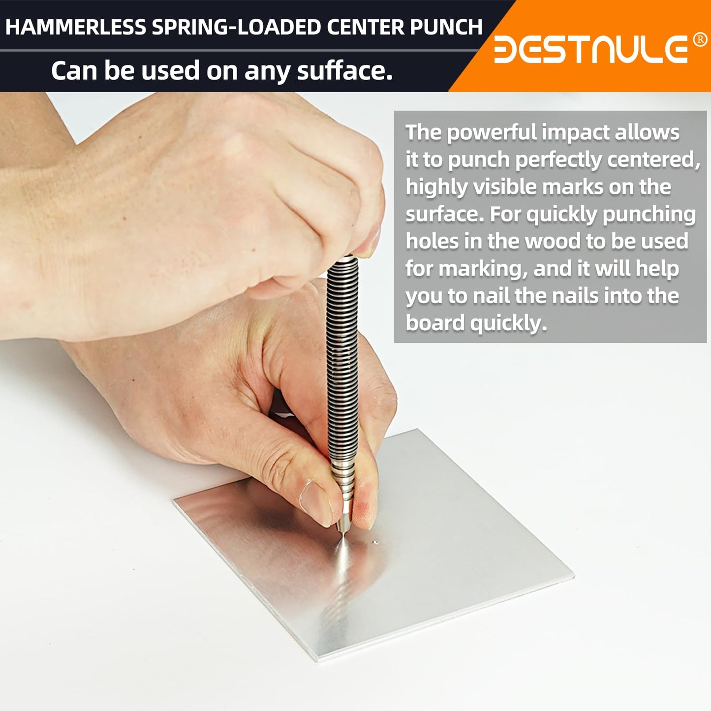 BESTNULE 4-Piece Nail Setter & Punch Set, Dual Head Nail Setter, Center Punch, Hammerless Cold Chisel & Hinge Pin Remover