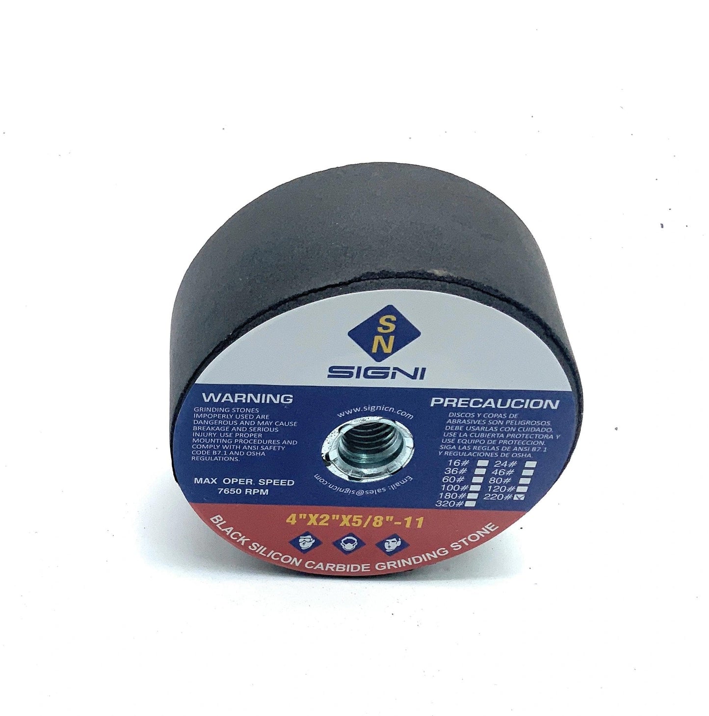 SIGNI 4 inch Silicon Carbide Grinding Stone with 5/8 Arbor for Grinding Masonry (220 Grit)