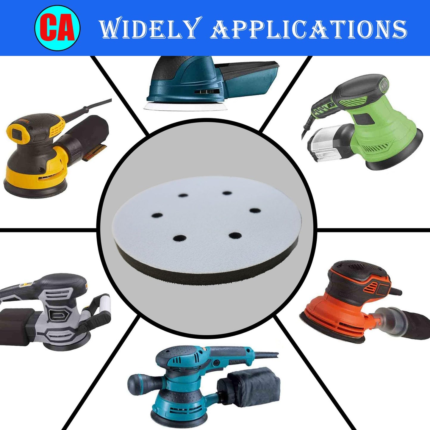 Crossarctic 5-Pack 6-Inch Sanding Interface Pads, Hook & Loop Soft EVA Foam Cushion Backing Pads for Orbital Sanders