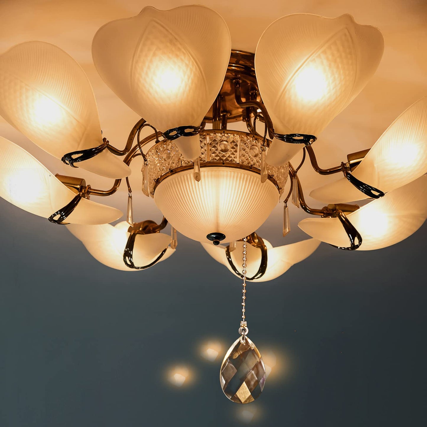 LINGTONG 2PCS Ceiling Fan Pull Chains, Premium Fan Pull Chain with 20-inches Extension Chains