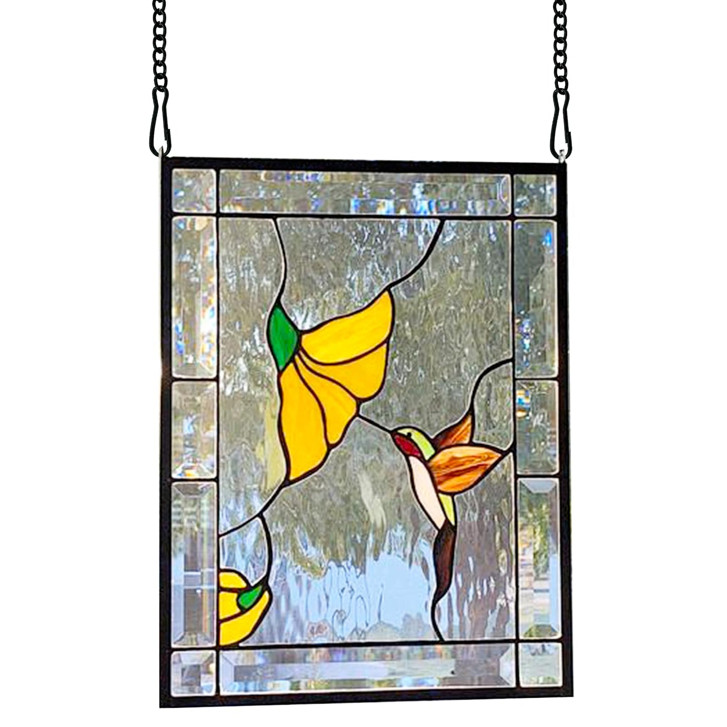 8 Pcs 20 Inch Stained Glass Window Hanging Chain - black Hanging Chain, Window Art Decor, Patio Garden Outdoor Decorative Hanging Glass Panels Chains