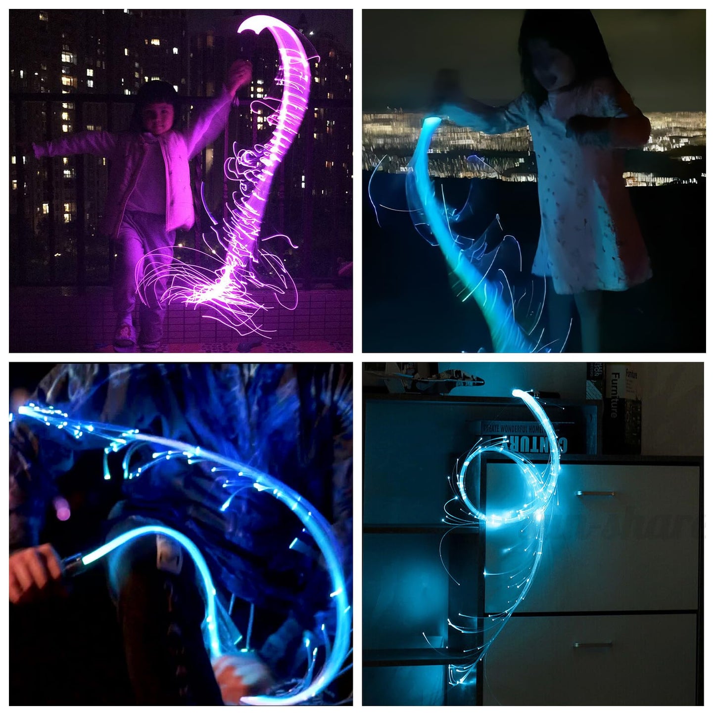 LQMEILI 6ft LED Fiber Optic Whip Lights, 12 Colors, 36 Modes, 360° Swivel Pixel Space Whip for Raves, Dance, Festivals & Parties