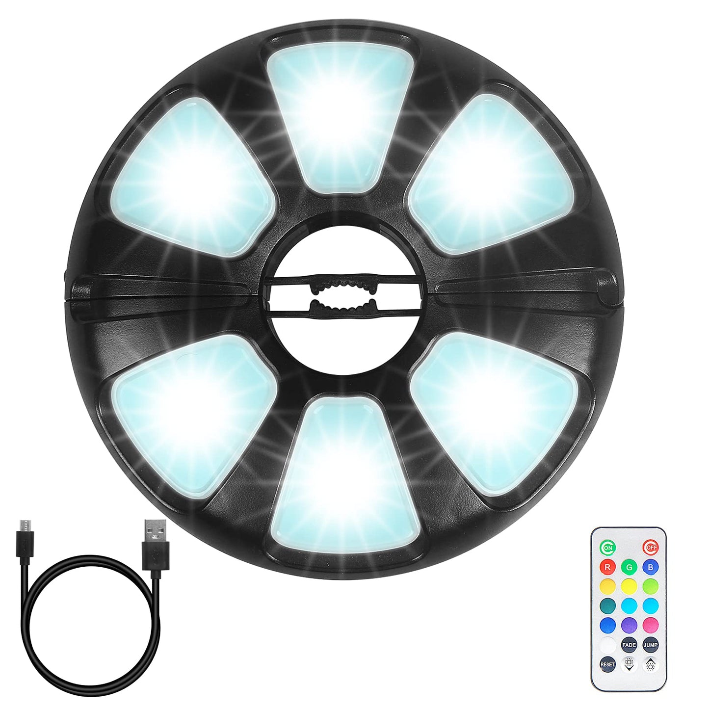 TINTINDOC Umbrella Light with Remote – Outdoor Patio Pole Light, Rechargeable/AA Battery, 300 Lumen, Stepless Dimming