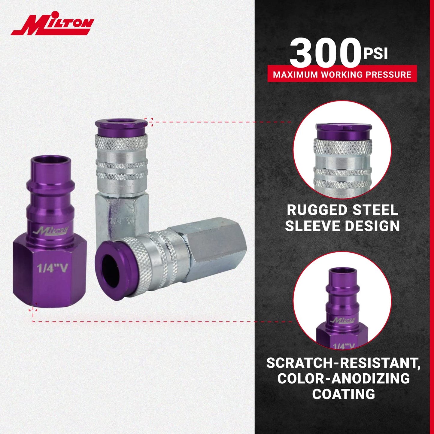 Milton S-314VKIT Kit, 14pc Hi-Flo V style 1/4", Purple