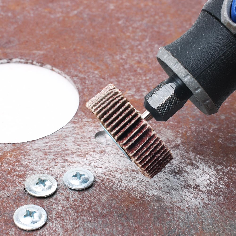 AUTOTOOLHOME 10 Pack Abrasive Flap Wheel Sander 80 Grit 1/8 inch Shank for Drill Grinding Polishing Sanding Wheels Rotary Tool