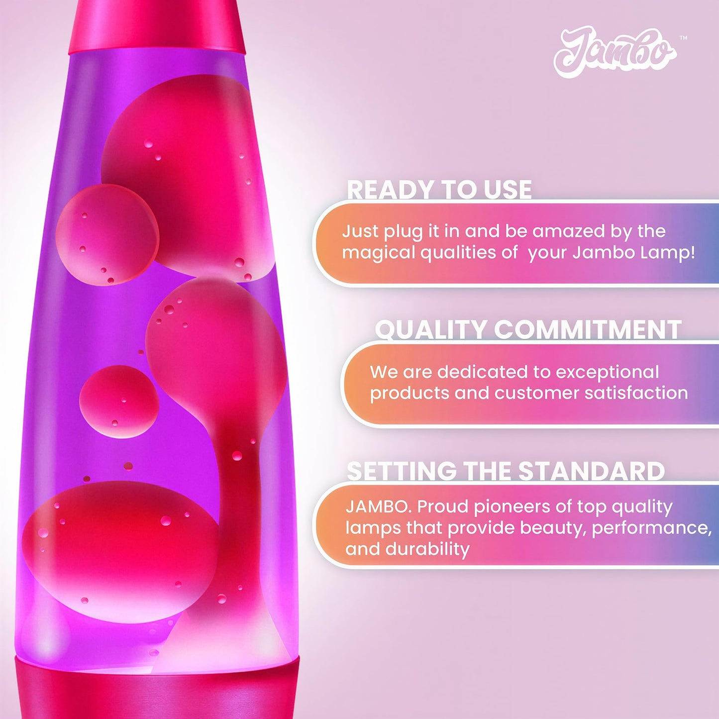 JAMBO 16" Purple & Pink Magma Motion Lamp, Relaxing Liquid Night Light for Home, Office, Bedroom, Teens & Kids Decor