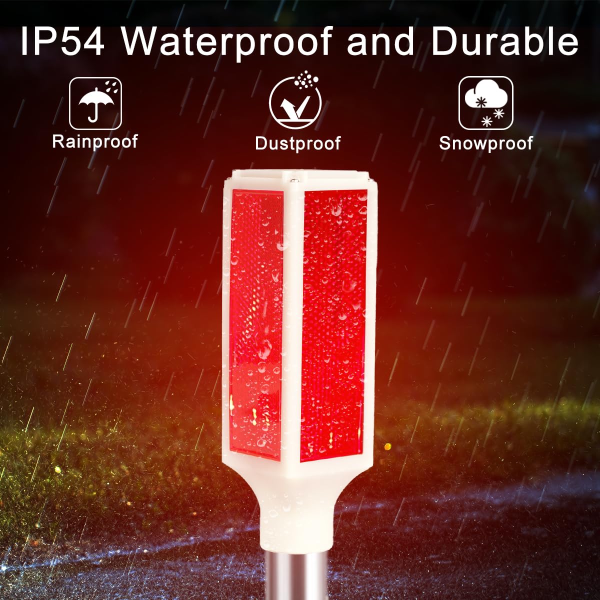 Aolyty Solar LED Driveway Marker Lights, 30" Waterproof Reflective Warning Flash Light, 2 Modes for Yard, Road, Parking Safety