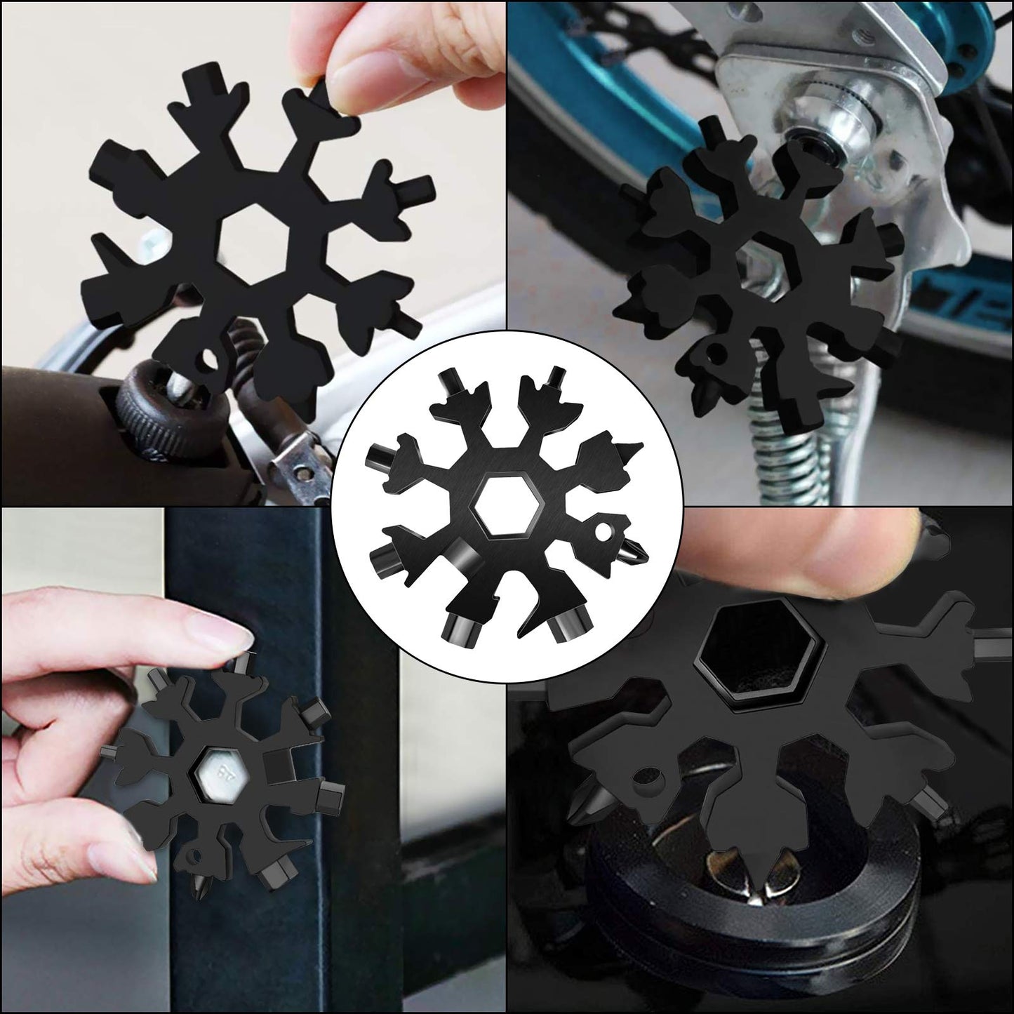 Stocking Stuffers for Men Dad – 2 Pack 18-in-1 Snowflake Multi Tool, Portable Keychain Wrench, Screwdriver & Bottle Opener for Camping & Outdoors