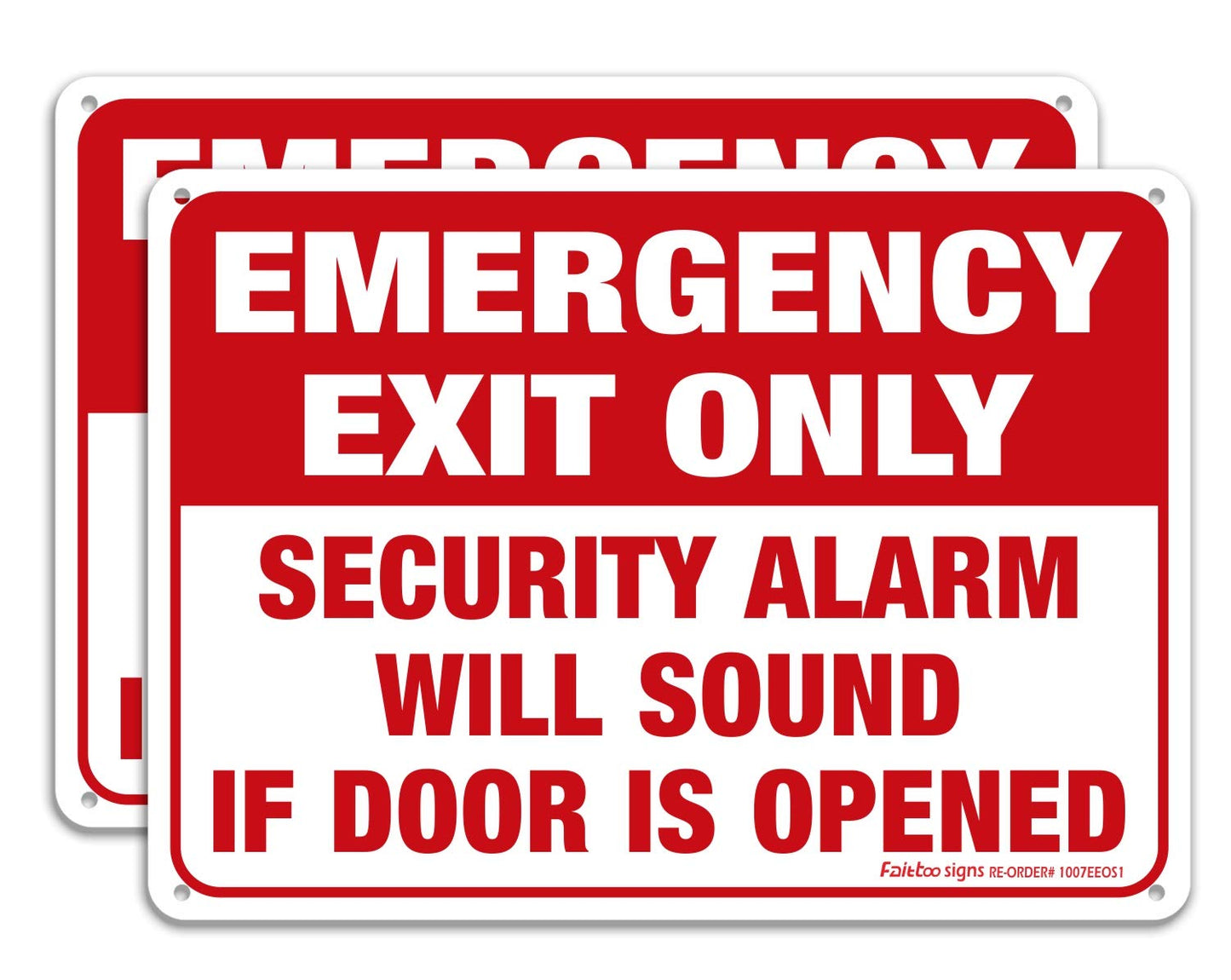 Emergency Exit Only Sign 2-Pack, 10x7in Rust-Free Aluminum, UV Protected, Weatherproof, Waterproof, Durable, Easy Install