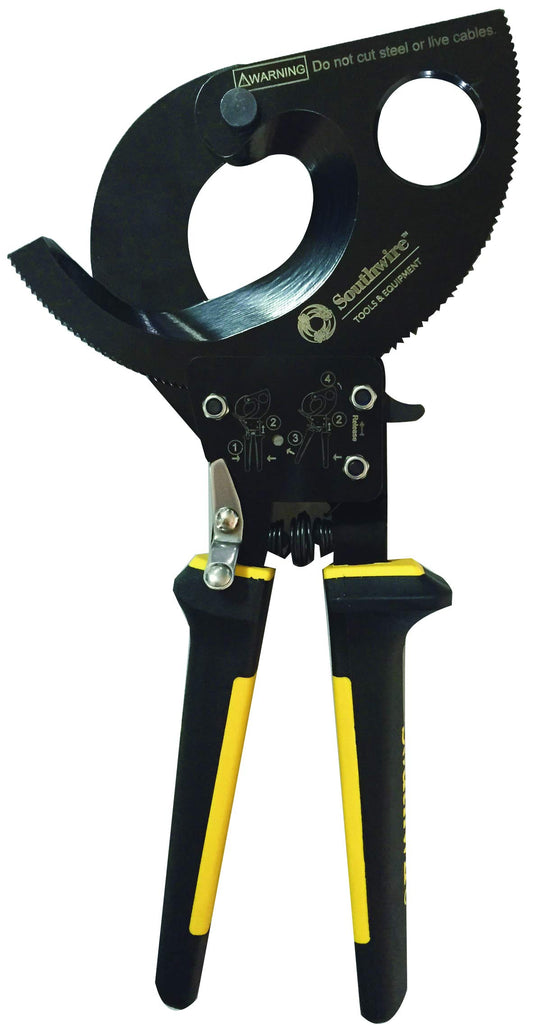Southwire CCPR400 Heavy Duty Ratcheting Cable Cutters, Compact Design, Comfort Grip Handles, Steel Blades, Quick-Release, 750 kcmil CU / 1000 kcmil AL