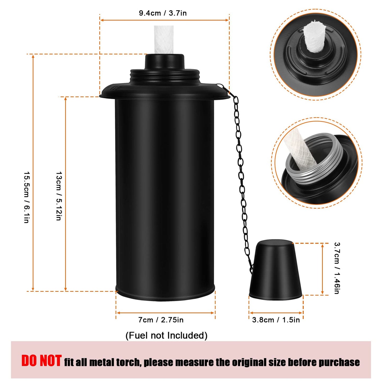 16 oz Torch Replacement Canister 4-Pack – Citronella Fuel Refill for Bamboo Torches with Wicks & Covers, Long-Lasting Patio & Garden Use