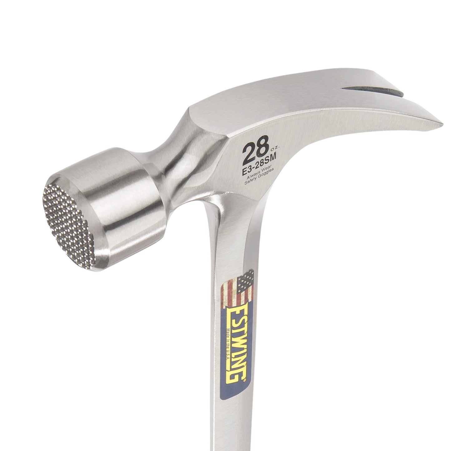 ESTWING Framing Hammer - 28 oz Long Handle Straight Rip Claw with Milled Face & Shock Reduction Grip - E3-28SM, Blue