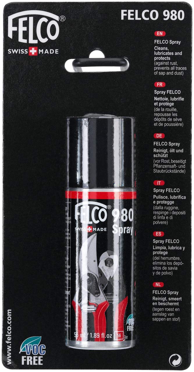 Felco Tool Lubricant (F 980) - Biodegradable Synthetic Maintenance Product Spray Grease,Red, Black