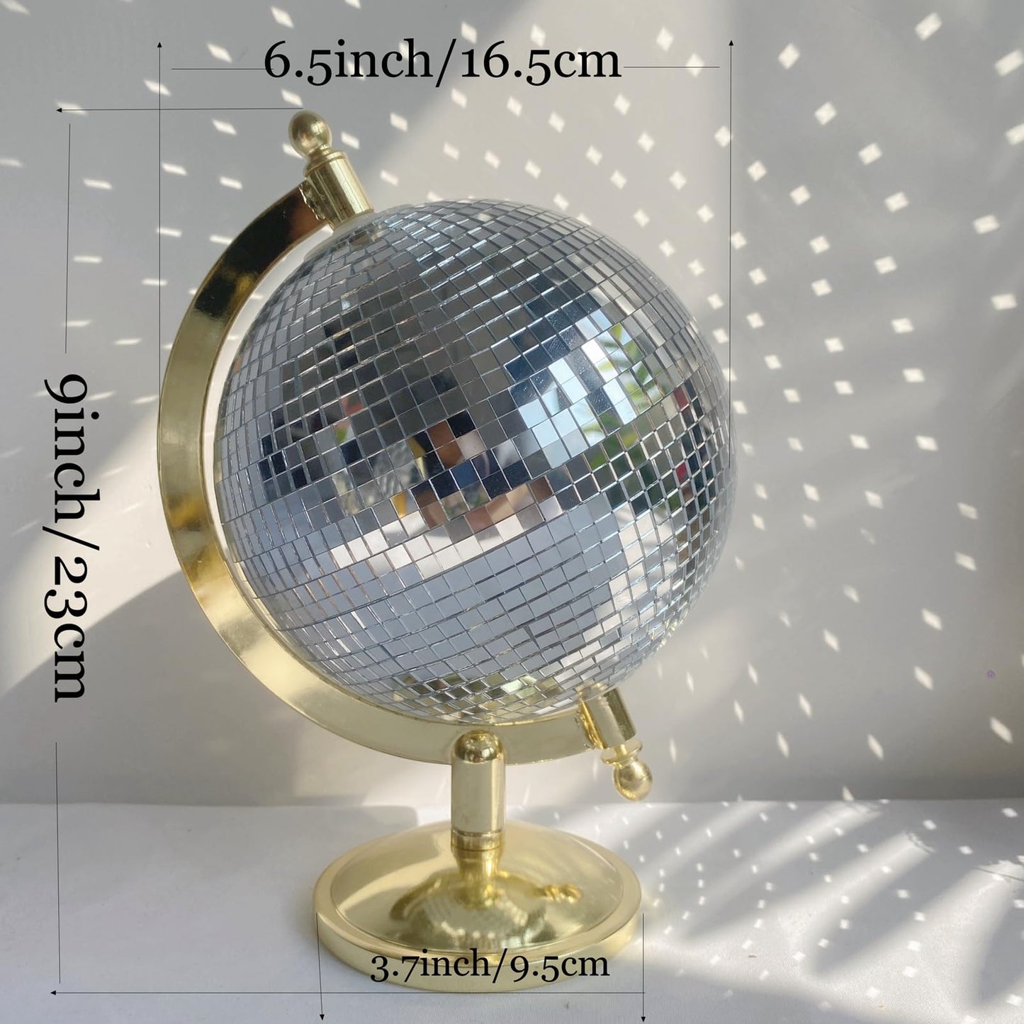 MFGDISCO Gold Disco Ball Sculpture, 6.5"x6"x9" Tabletop Home Decor, Modern Western Art Statue, Unique Decorative Accent, Bright Gold Finish