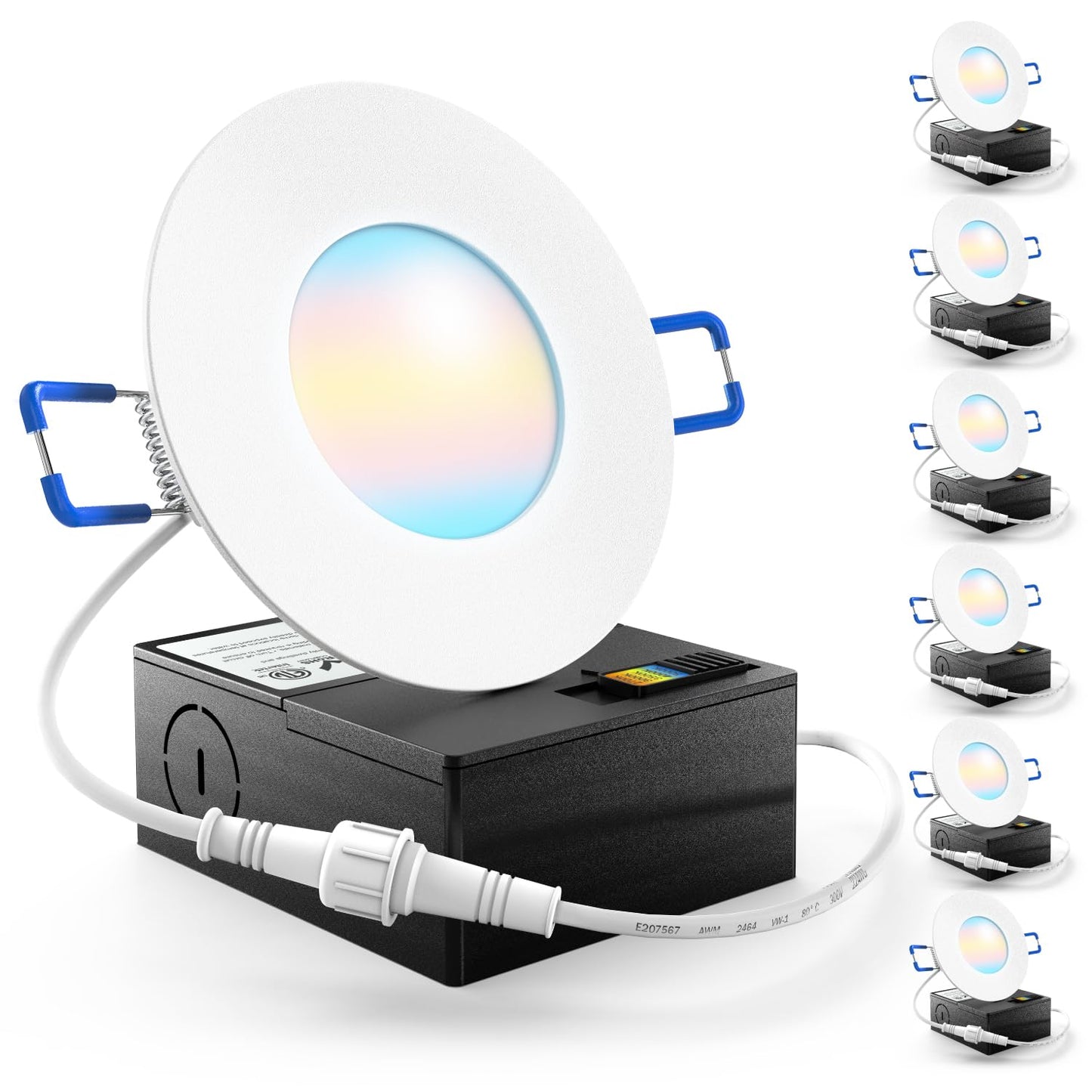 Sunco 6-Pack 3" Recessed LED Lights, Ultra-Thin, 500LM 8W (50W), Dimmable, Canless, 2700K-6000K, Wafer Thin Ceiling Lighting