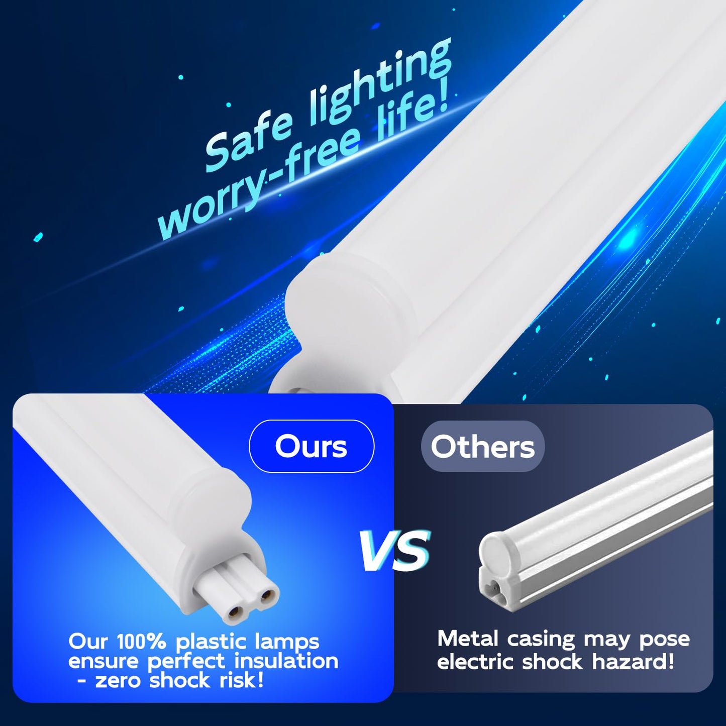 hykolity 2-Pack 4FT LED Shop Light, 22W 2200lm 6500K, Linkable Utility Fixture with Built-in On/Off Switch