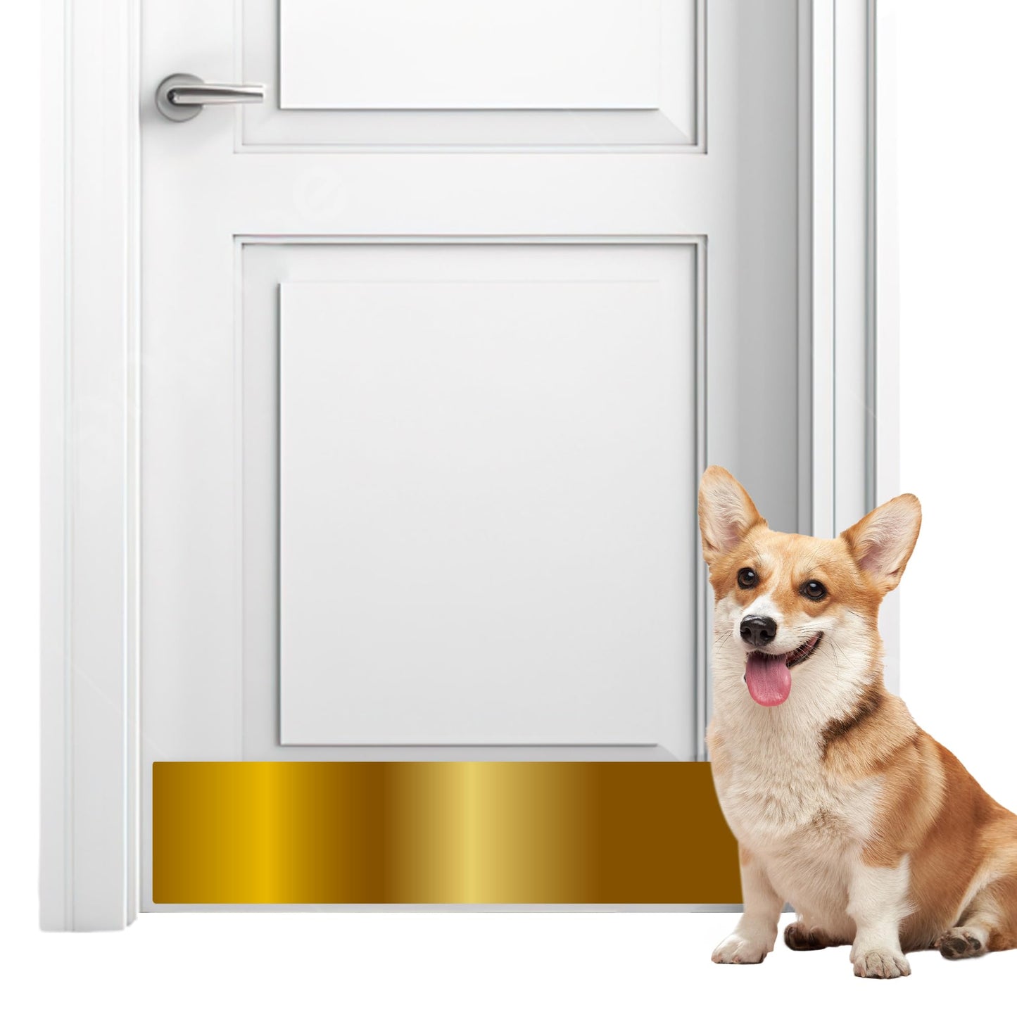 Panther Armor 8x34 Inch Gold Kick Plate, 1mm Thick Stainless Steel, Anti-Corrosive Metal for Dog Scratching, Door Protector, Durable Bottom Plate