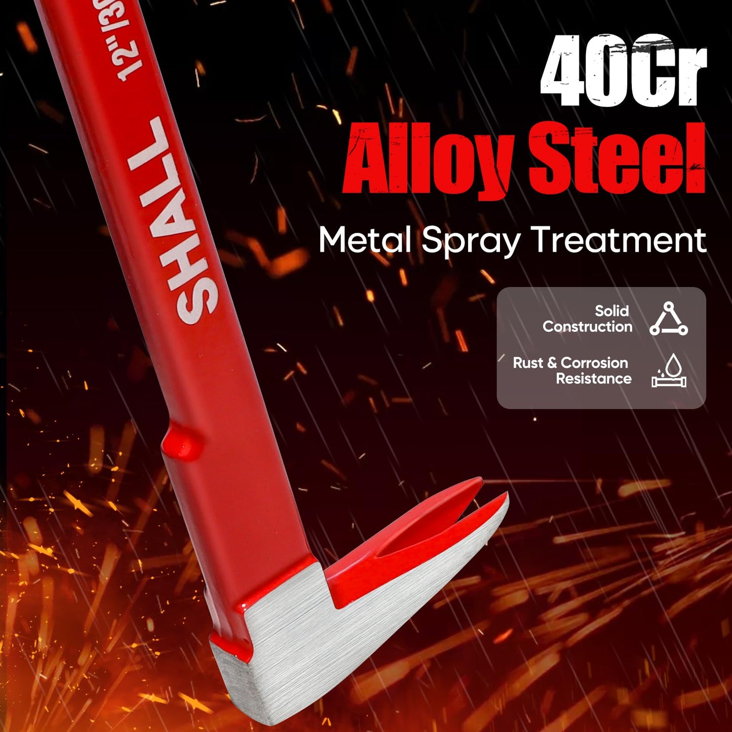 SHALL 3-Piece Nail Puller Set 12", 10", 8" – Heavy Duty Cats Paw, Claw & Wonder Bar, 40Cr Steel Crowbar for Home, Woodworking & Remodel