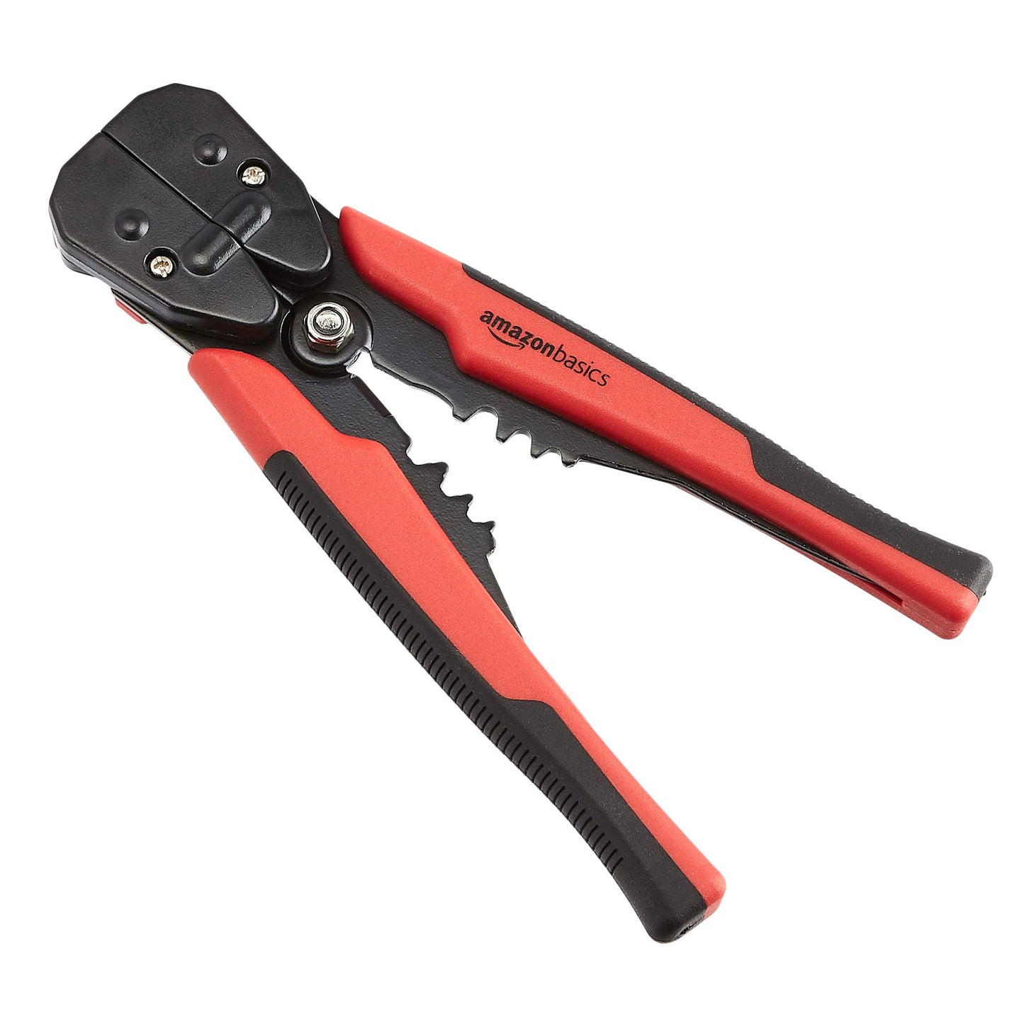 Amazon Basics Professional Self-Adjusting Wire Strippers and Crimper Tool, Black/Red