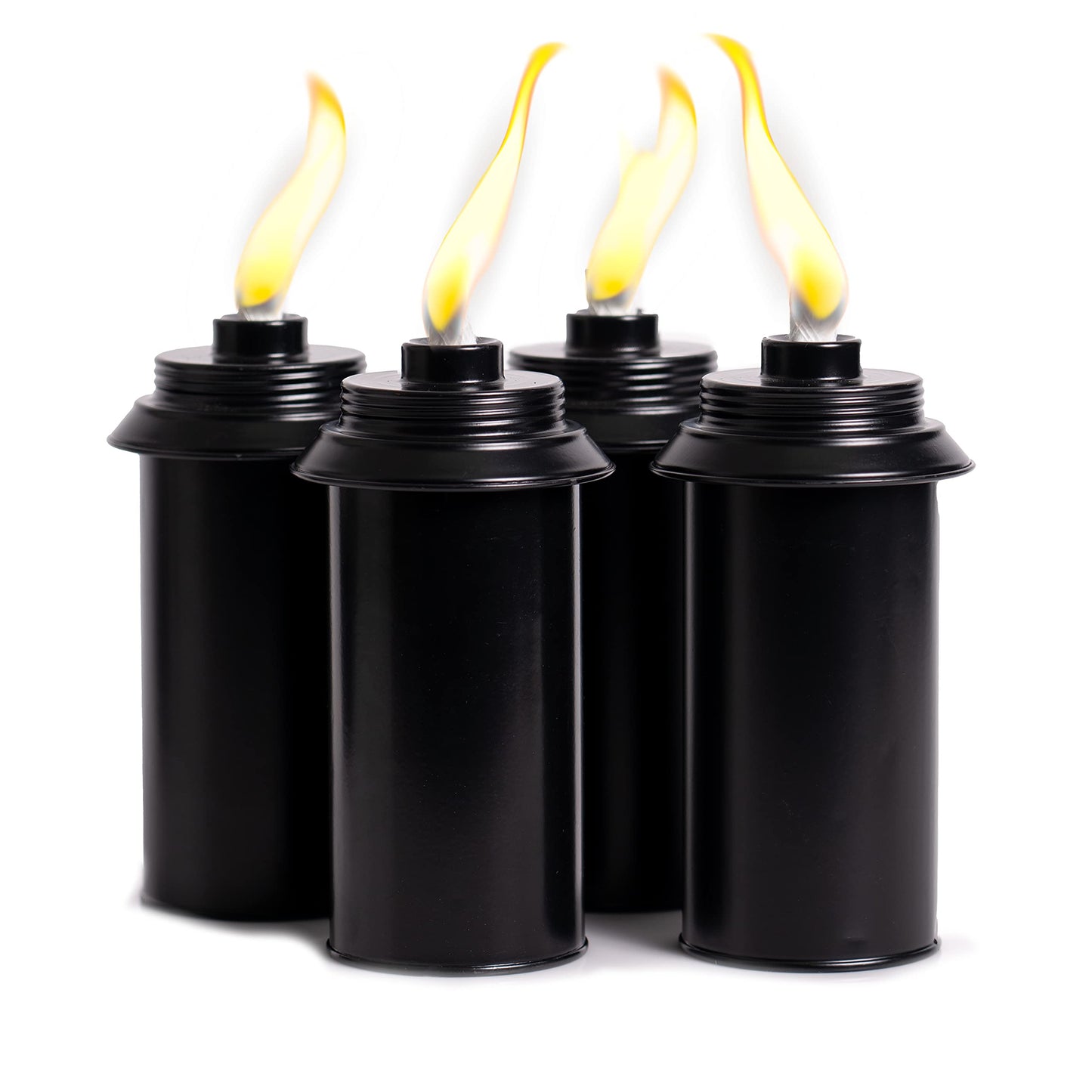 Backyadda Torch Replacement Canisters (16 oz). Compatible with Tiki Torches. Easy Fill Opening. 4-Pack Standard Metal (Without Caps)