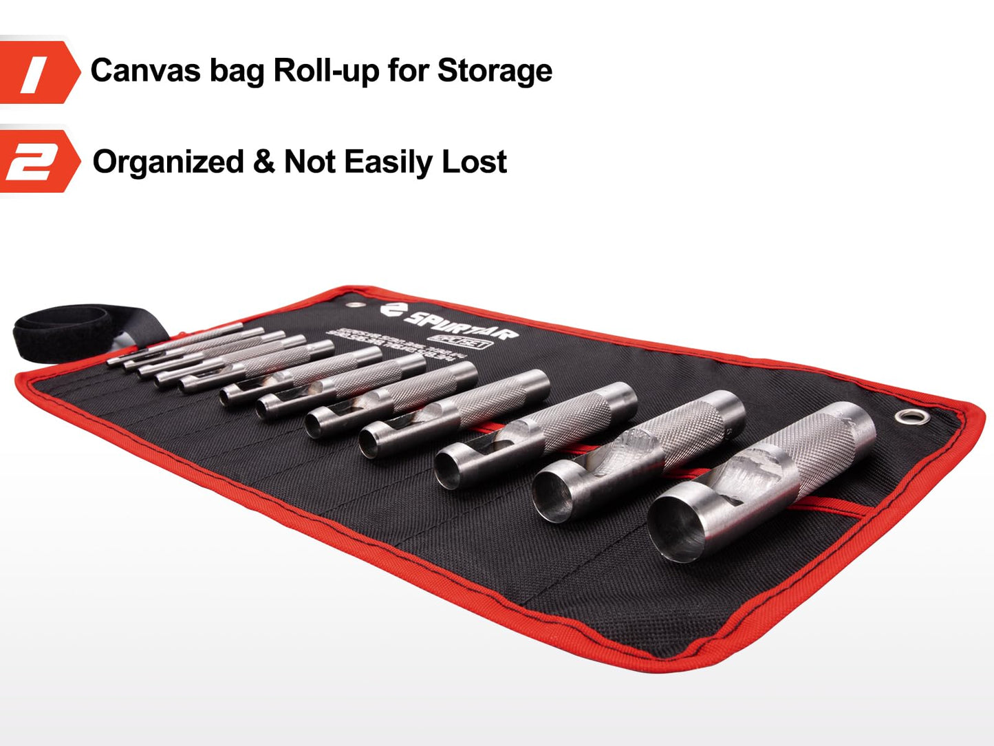 Spurtar 12-Piece Heavy Duty Steel Leather Hole Punch Set 3-19mm for Belts, Watch Bands, Cloth & Gaskets with Storage Bag