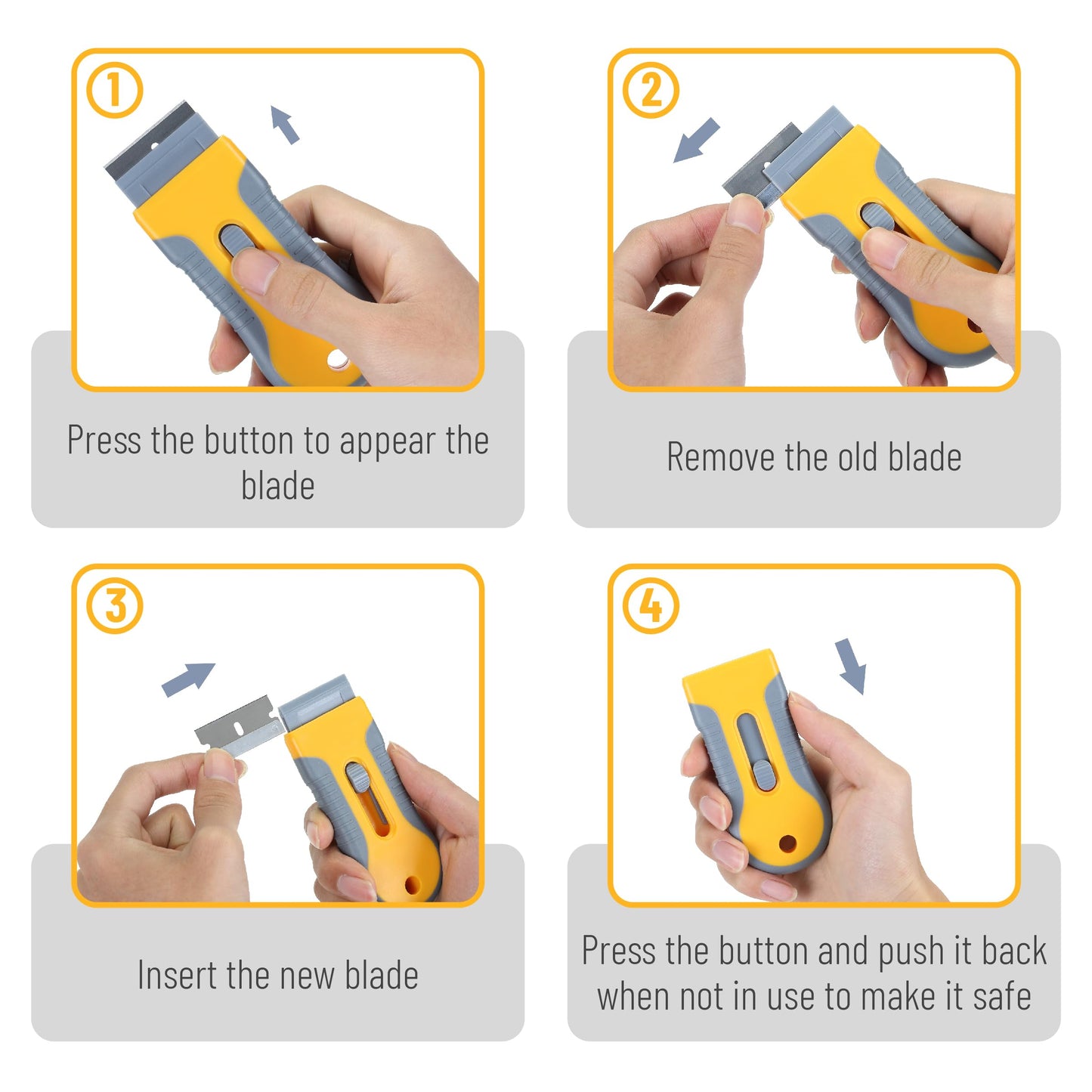 Bates 2-Pack Razor Blade Scraper Set with 30 Extra Blades – Retractable Window, Glass & Multi-Purpose Scraper Tool