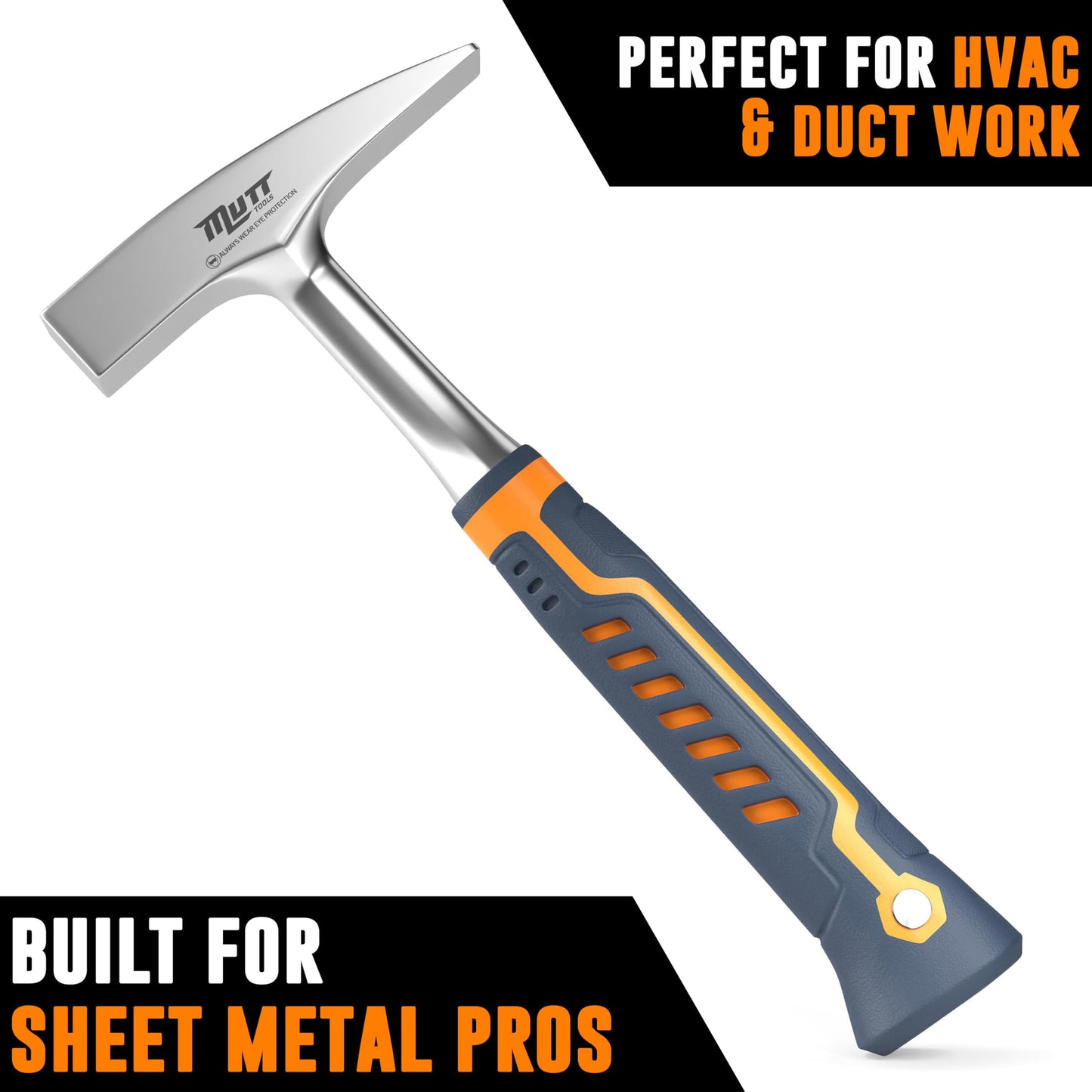 Mutt Tools 18oz Sheet Metal Hammer – Forged Tinners Hammer for Metal Shaping, HVAC, Duct Work with Ergonomic Handle
