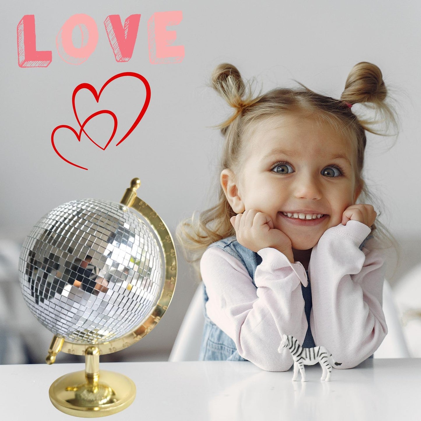 MFGDISCO Gold Disco Ball Sculpture, 6.5"x6"x9" Tabletop Home Decor, Modern Western Art Statue, Unique Decorative Accent, Bright Gold Finish