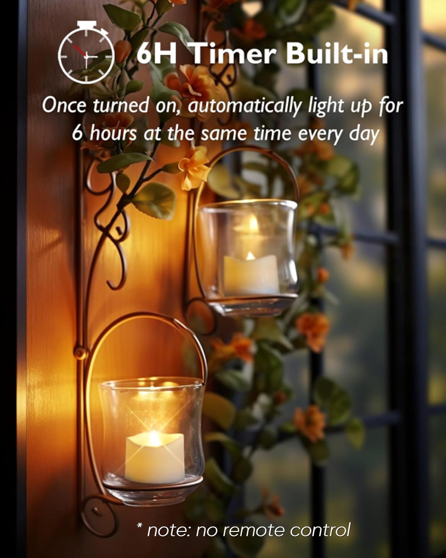 Homemory 12-Pack Flameless LED Tea Light Candles, 6H Auto Timer, Battery Operated Tealights for Table, Lanterns & Holiday Decor