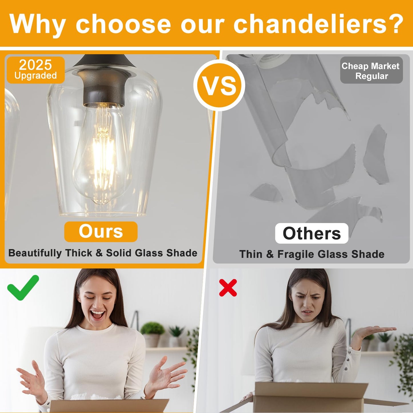 21.2'' Farmhouse Linear Chandelier, 3-Light Dining Room & Kitchen Island Pendant, Matte Black Ceiling Light with Clear Glass Shades