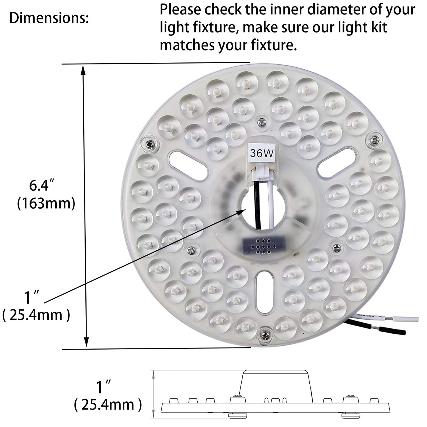 Hyoquilex 36W 6.4" Ceiling Fan Light Kit Replacement,Retrofit LED Light Engine Disc Board Panel Bulb for Flush Mount Ceiling Light,3 CCT Dimmable