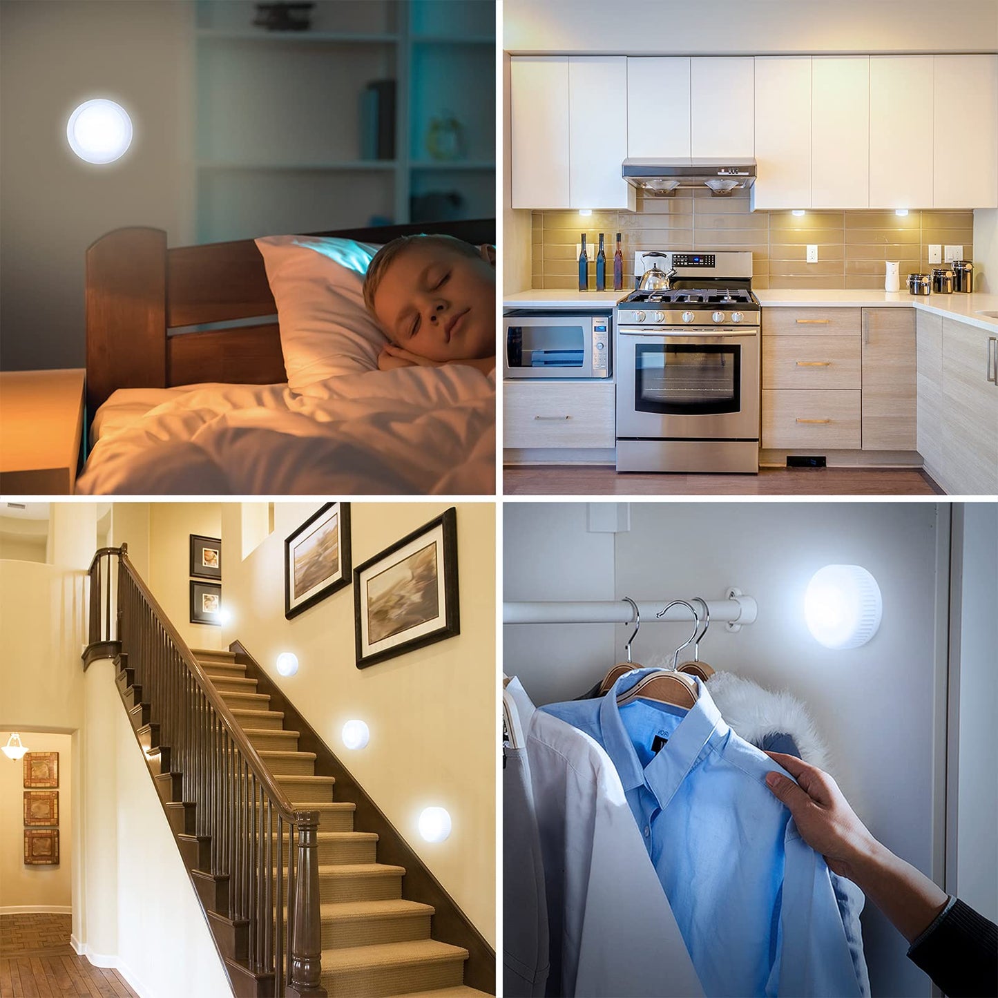 EverBrite 3-Pack LED Tap Lights, 12 RGB Colors, Wireless Push Puck Lights for Closet, Bedroom, Wall, Night Light, 9 AAA Batteries