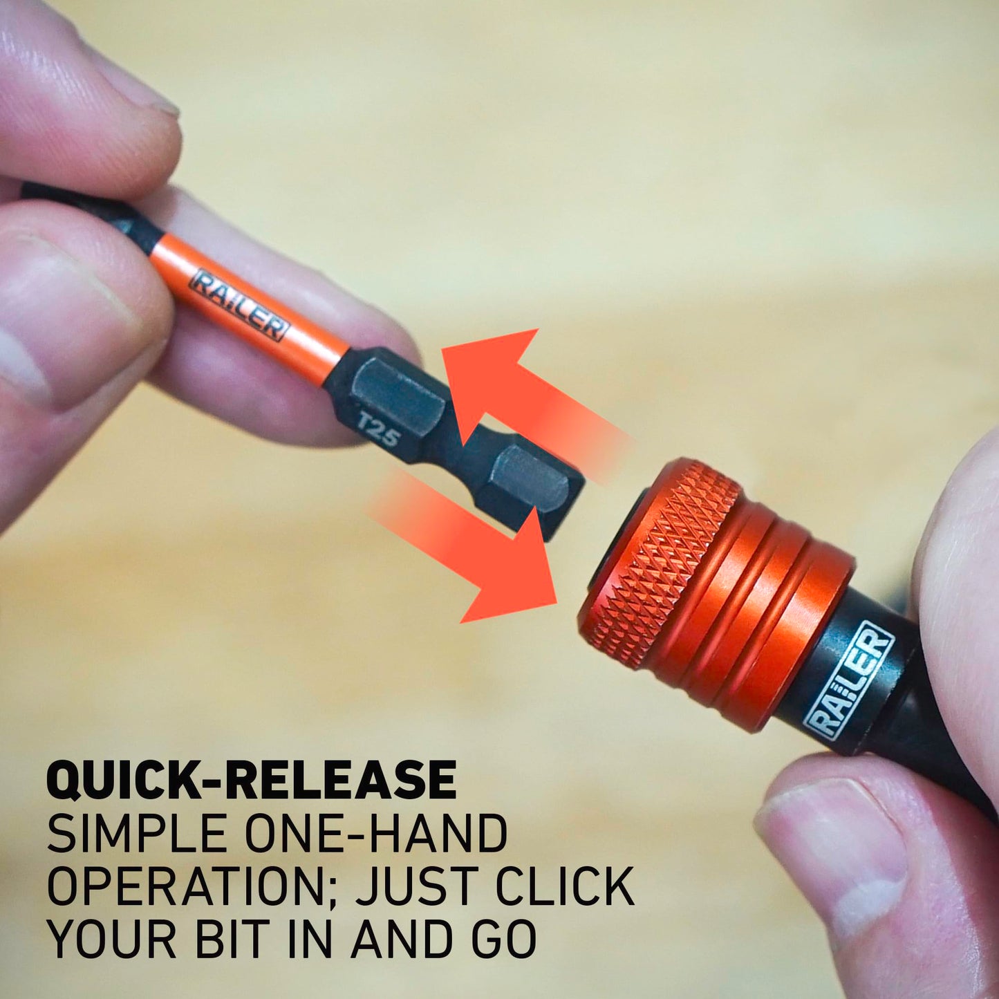 Railer 5pc 1/4" Hex Bit Holder Keychain - Quick Release Nut Driver, Screwdriver & Drill Bit Holders with Carabiner