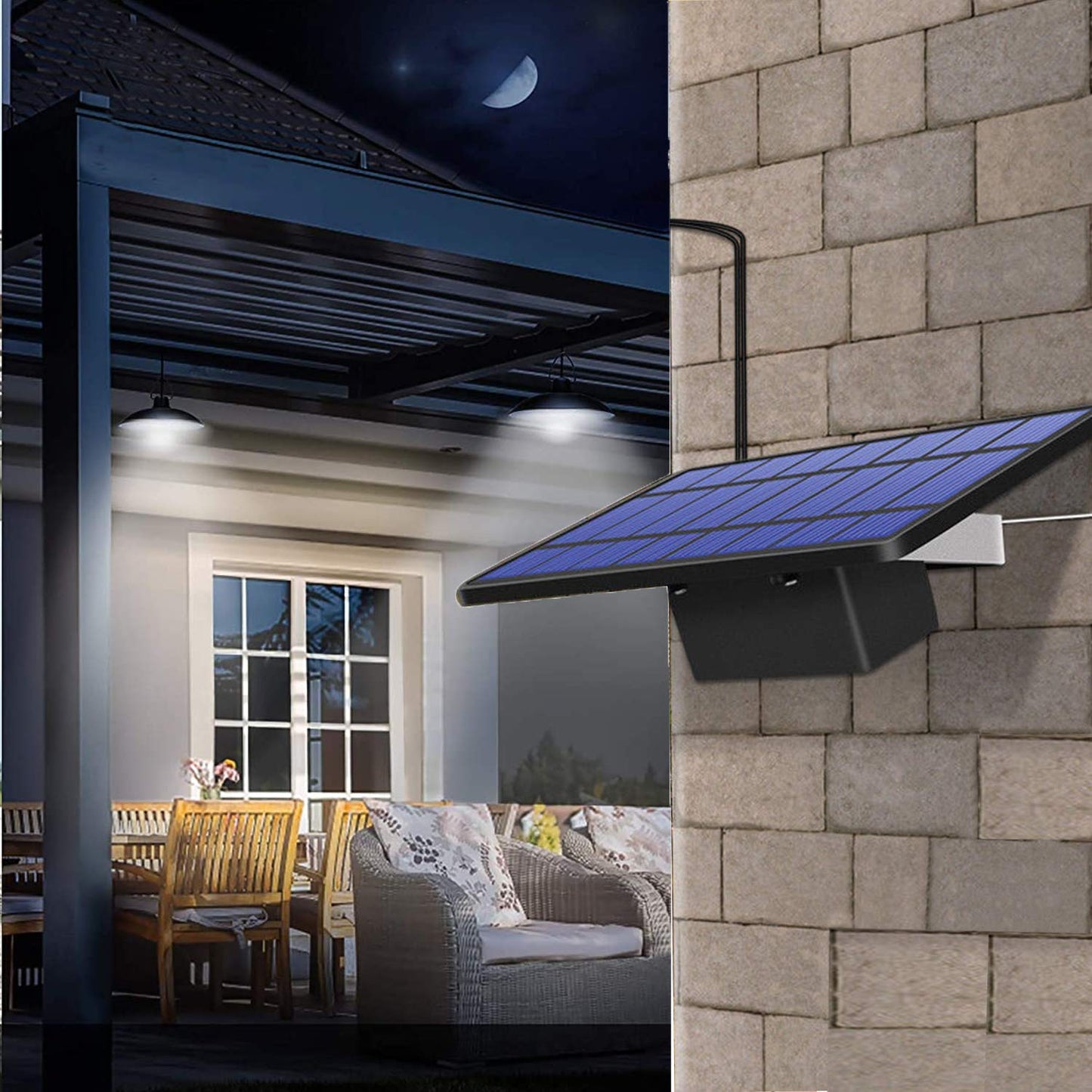 ABZXT Dual Solar Pendant Lights, IP65 Waterproof, Dusk-to-Dawn Auto, Remote-Controlled Outdoor Lamp for Shed, Barn, Coop & More