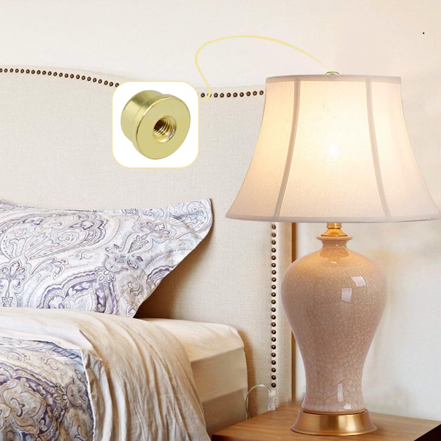 MARRTEUM 1/2 Inch Tall Lamp Finial Tapped 1/4-27 Knob Lamp Accessories for Lamp Shade Holder Harp Tops, Gold, 2PCS