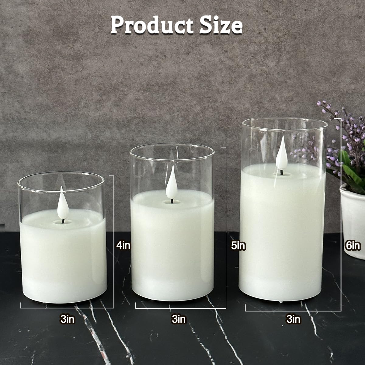 LEDHOLYT Set of 3 Rechargeable Flameless Glass Pillar Candles – Realistic Flicker, Remote & Timer, USB, Perfect for Home & Gifts