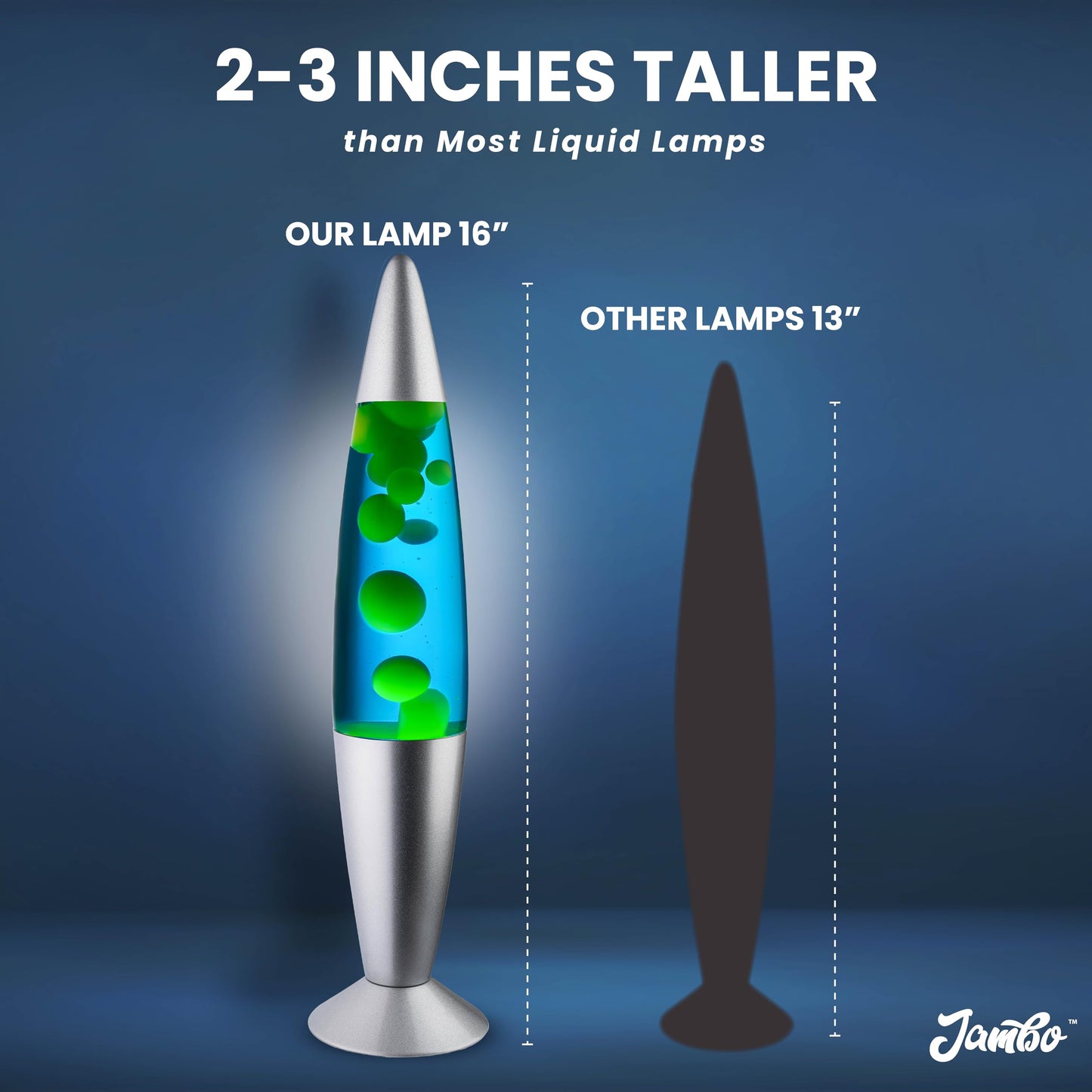 JAMBO 16" Magma Motion Lamp, Blue with Yellow/Green Wax, Relaxing Liquid Night Light, Home Décor for Bedroom, Living Room, Office