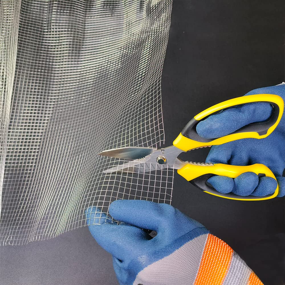 FTECYBO 8" Heavy Duty Multipurpose Scissors with Serrated Stainless Steel Blades, Protective Cover, Cuts Cardboard, Leather, Fabric & More