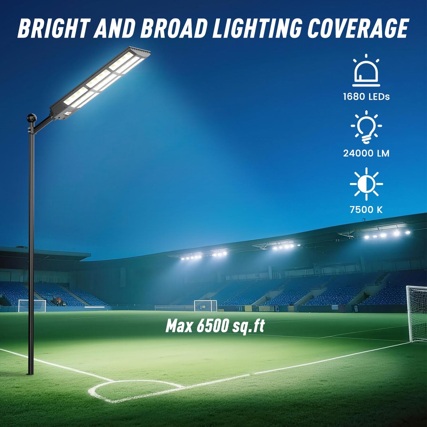 ZIZIWIN 15000W Solar Street Light Outdoor Waterproof, Motion Sensor & Remote, Heavy Duty Pole/Wall Mount for Yard, Driveway, Garage