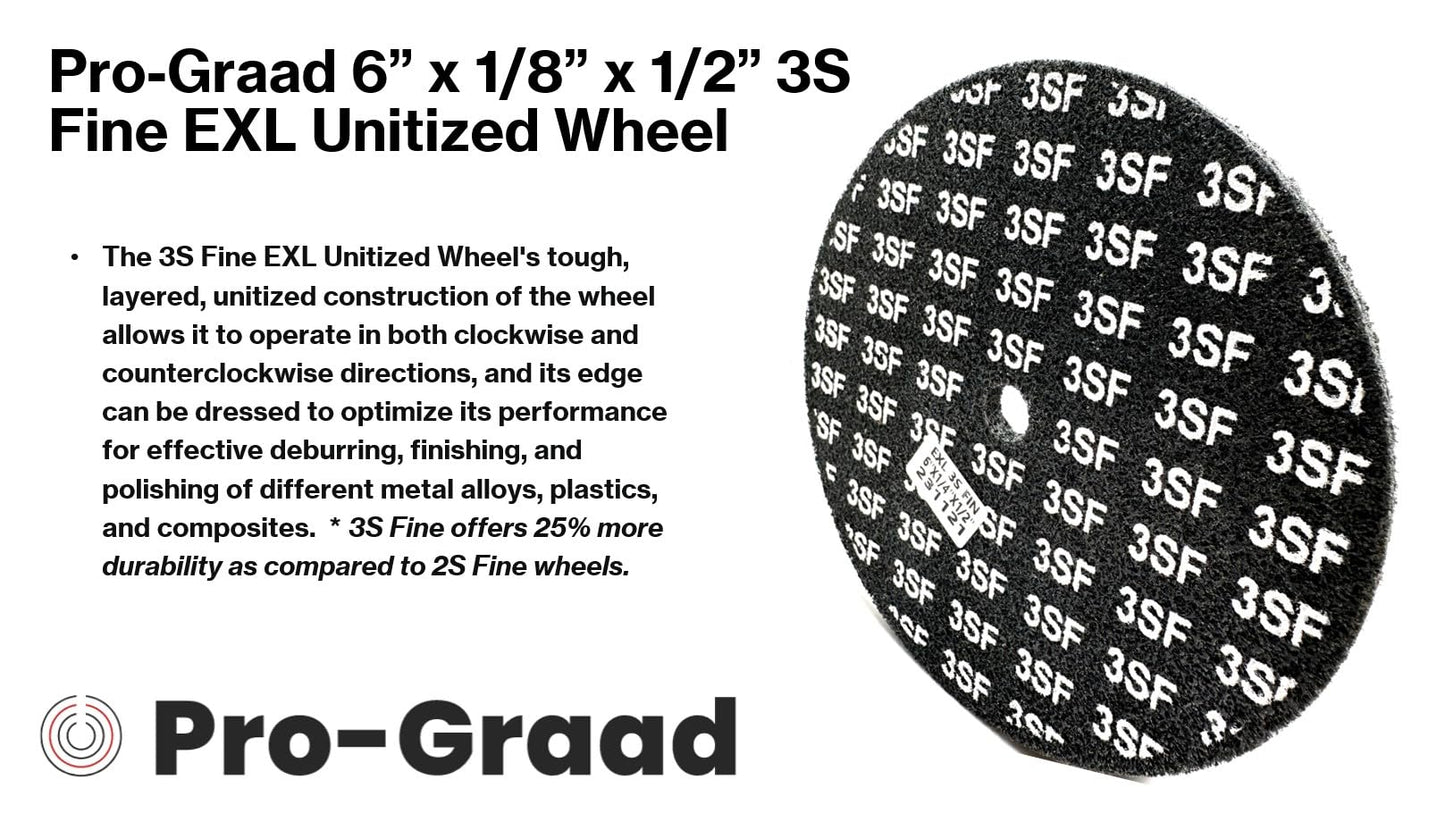 Pro-Graad EXL Unitized Wheel, Silicon Carbide, 6" Diameter x 1/8" Wide x 1/2" Arbor, 3S Fine | 27997 | (Pack of 1)