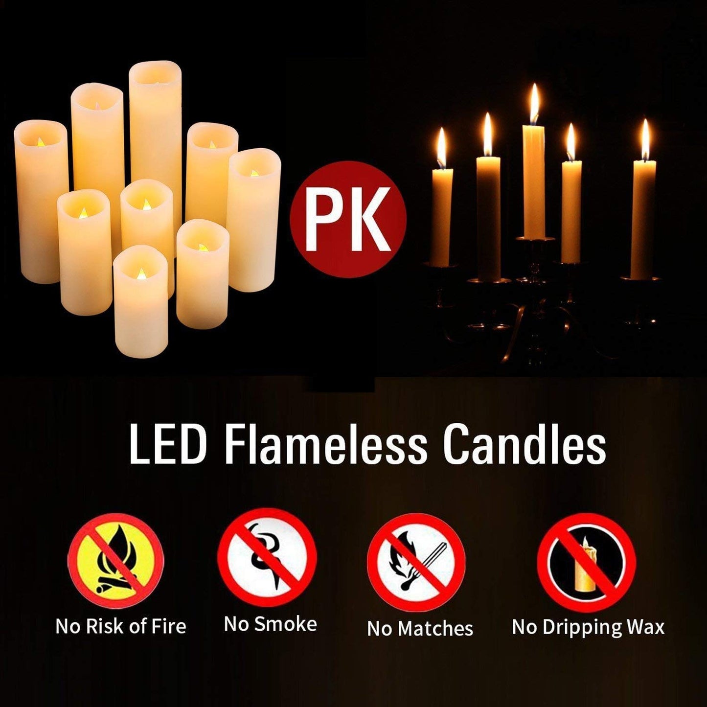 antizer Flameless LED Candles, 9-Pack Ivory Real Wax with Remote & Timer, 4"-9" Pillars for Home, Wedding, Fireplace & Festival Decor