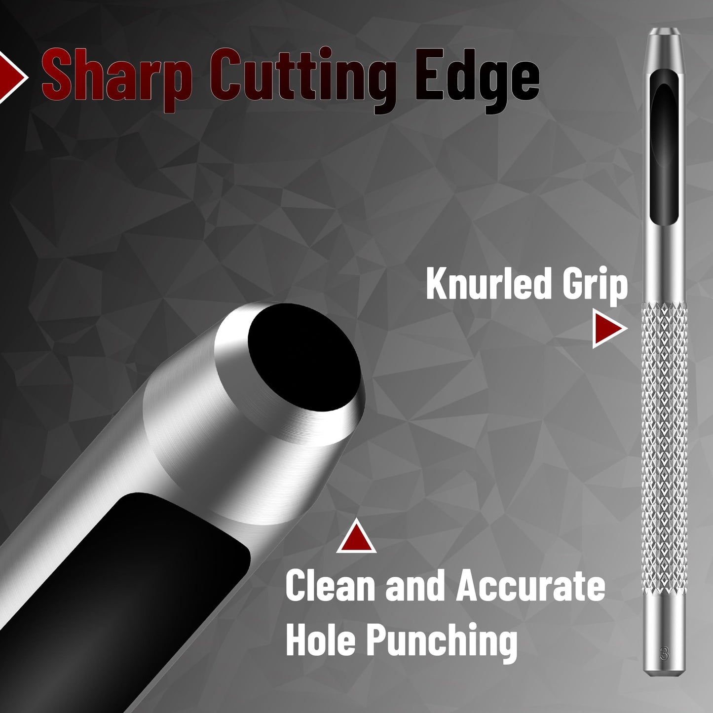 UNCO 6-Piece Hollow Leather Hole Punch Set, Steel Leather Punch Tool for Gaskets, Crafts, and DIY Projects