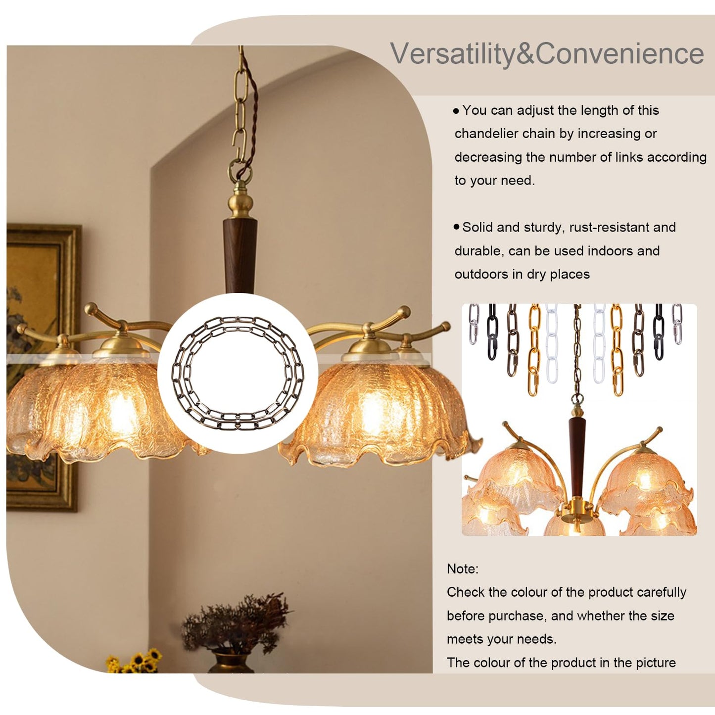 AK Lighting Metal Lighting Chian, Heavy Pendant Lamp Fixture Chain (12",Black)