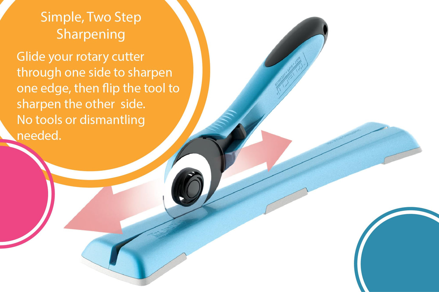 TrueCut TrueSharp Manual Rotary Blade Sharpener for 28mm, 45mm & 60mm Blades – Quilting, Sewing, Crafting Tool