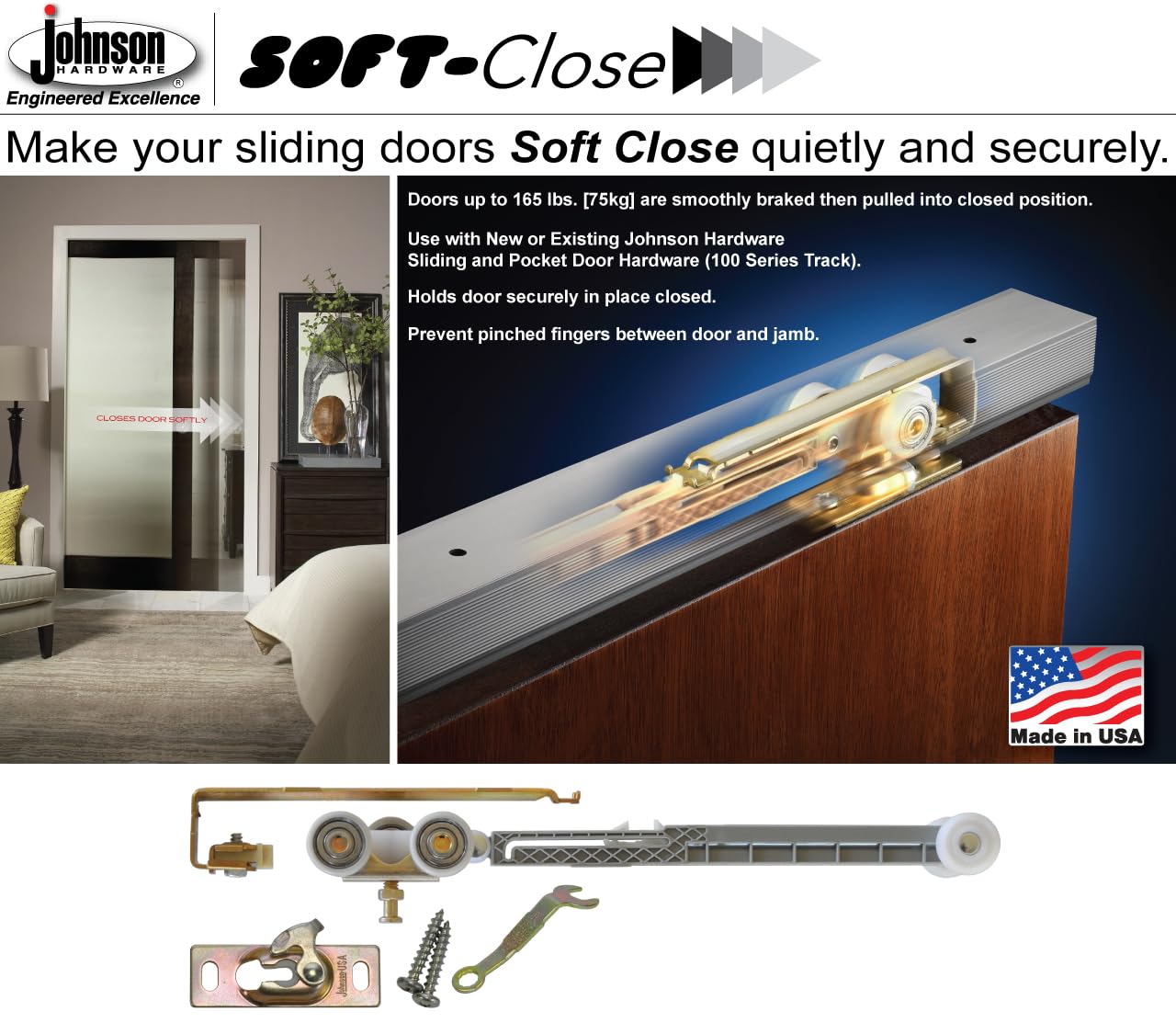Johnson Hardware 1060 Soft Close Hanger - USA Made, , SOFT CLOSE STANDARD