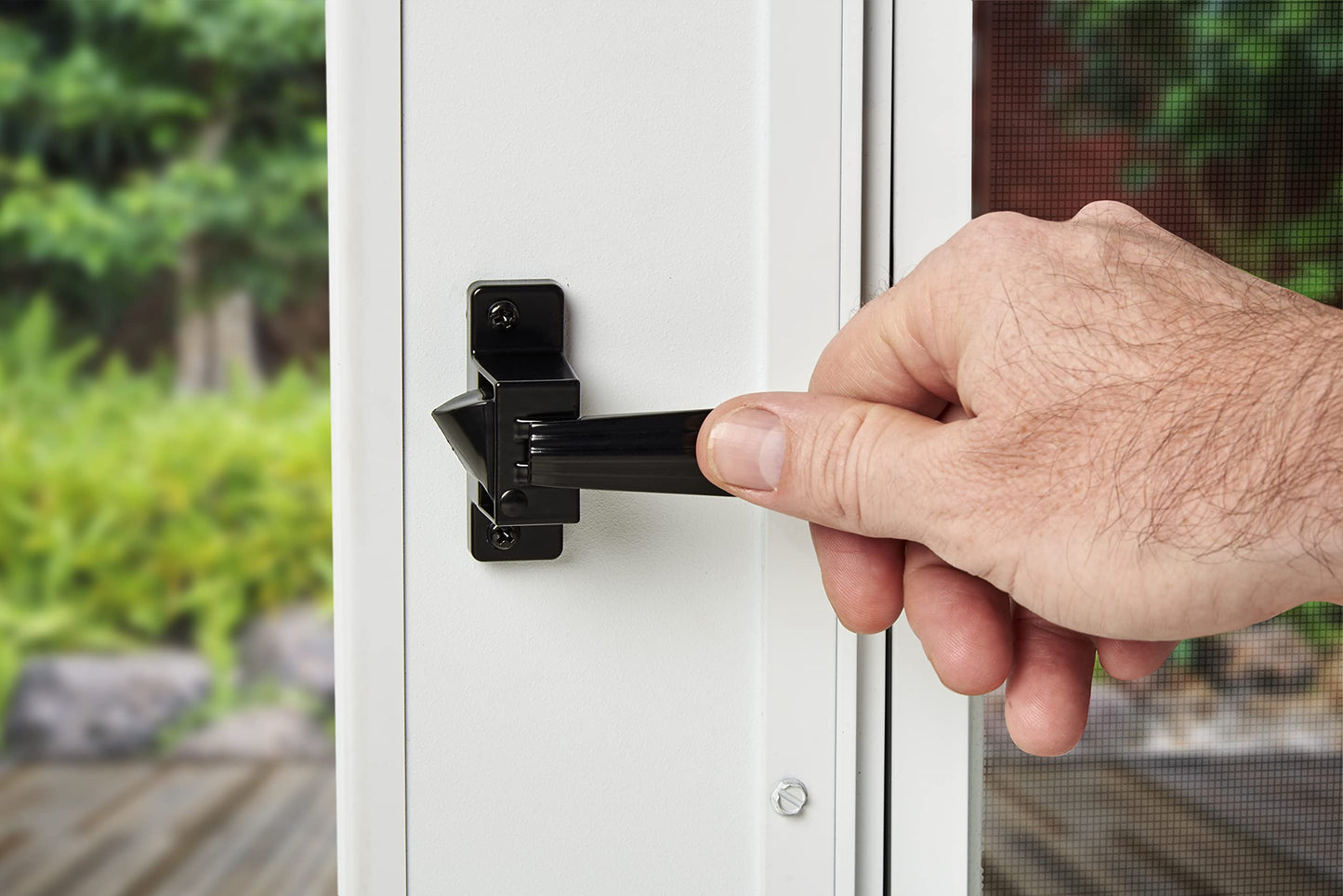 Wright Products - Colonial Tie Down Push Button Door Latch for Screen and Storm Doors, Black