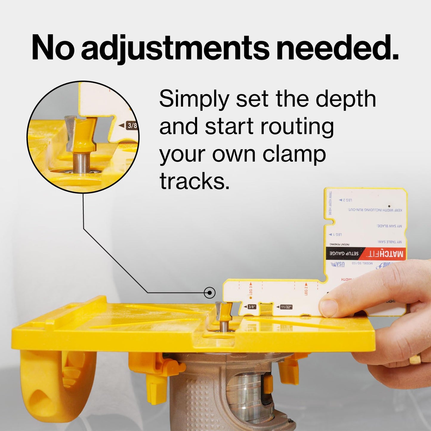 MICROJIG MatchFit Grid Router Guide Kit, Woodworking Precision Tools for Dovetail Track, Easy Setup, Self-Indexing Design, for 1/4" Shank Routing Bits