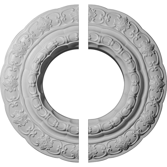 Ekena Millwork CM15LI2 15 3/8"OD x 7"ID x 1"P Lisbon Ceiling Medallion, Fits Canopies up to 7", 2 Piece