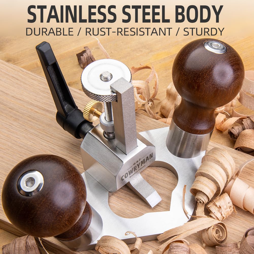 Cowryman 042 Router Plane Handheld Precision Woodworking Tool with Depth Stop for Detailed Corner Cutting and Joinery Dado Grooves