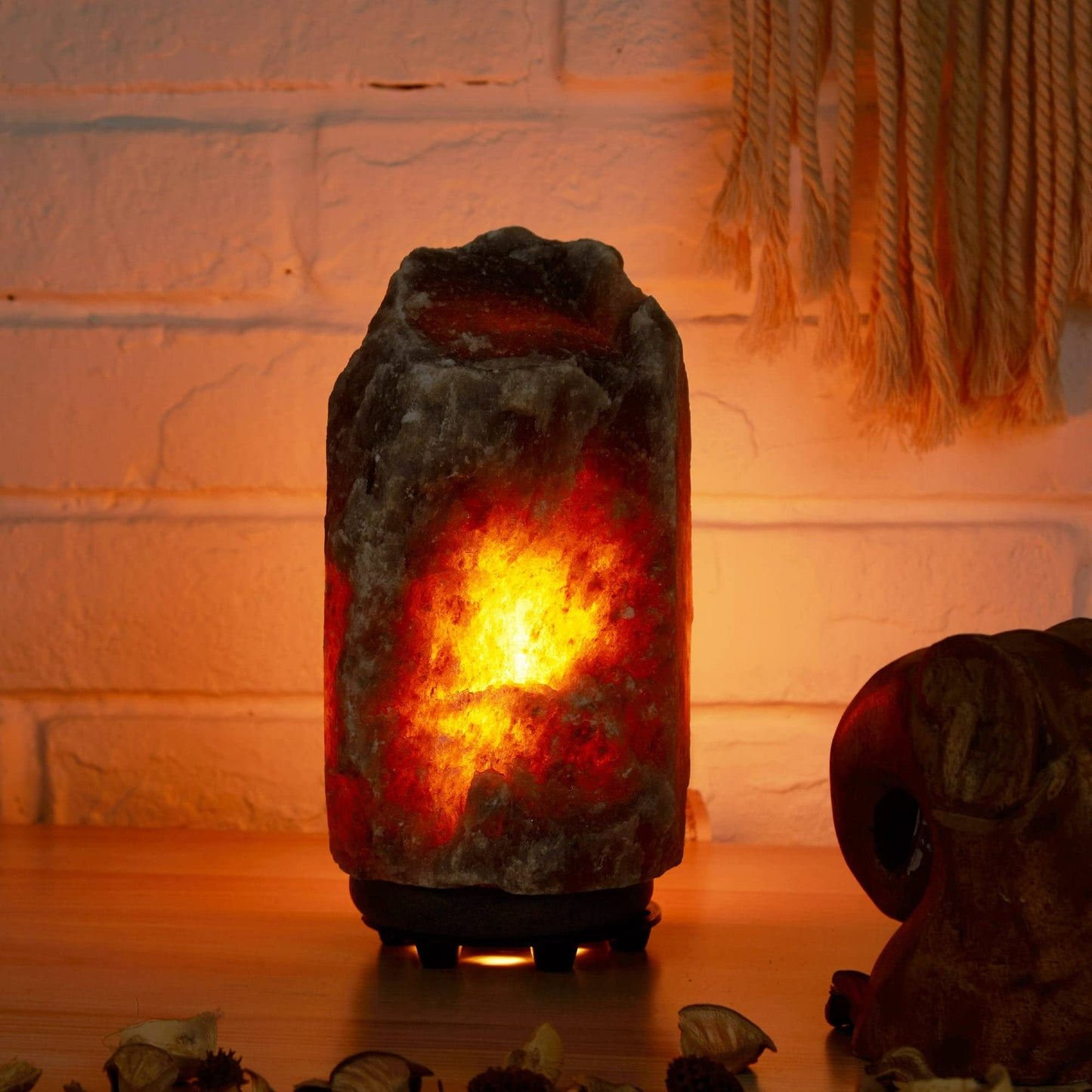 Urban Shop Contemporary Grey Himalayan Natural Rock Salt Crystal Lamp with Soothing Glow